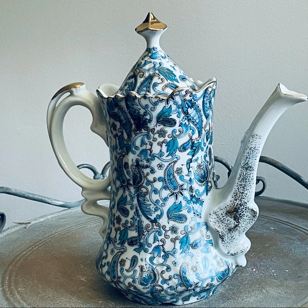 Lefton China Vintage Hand Painted Coffee / Tea  Pot # NE1972